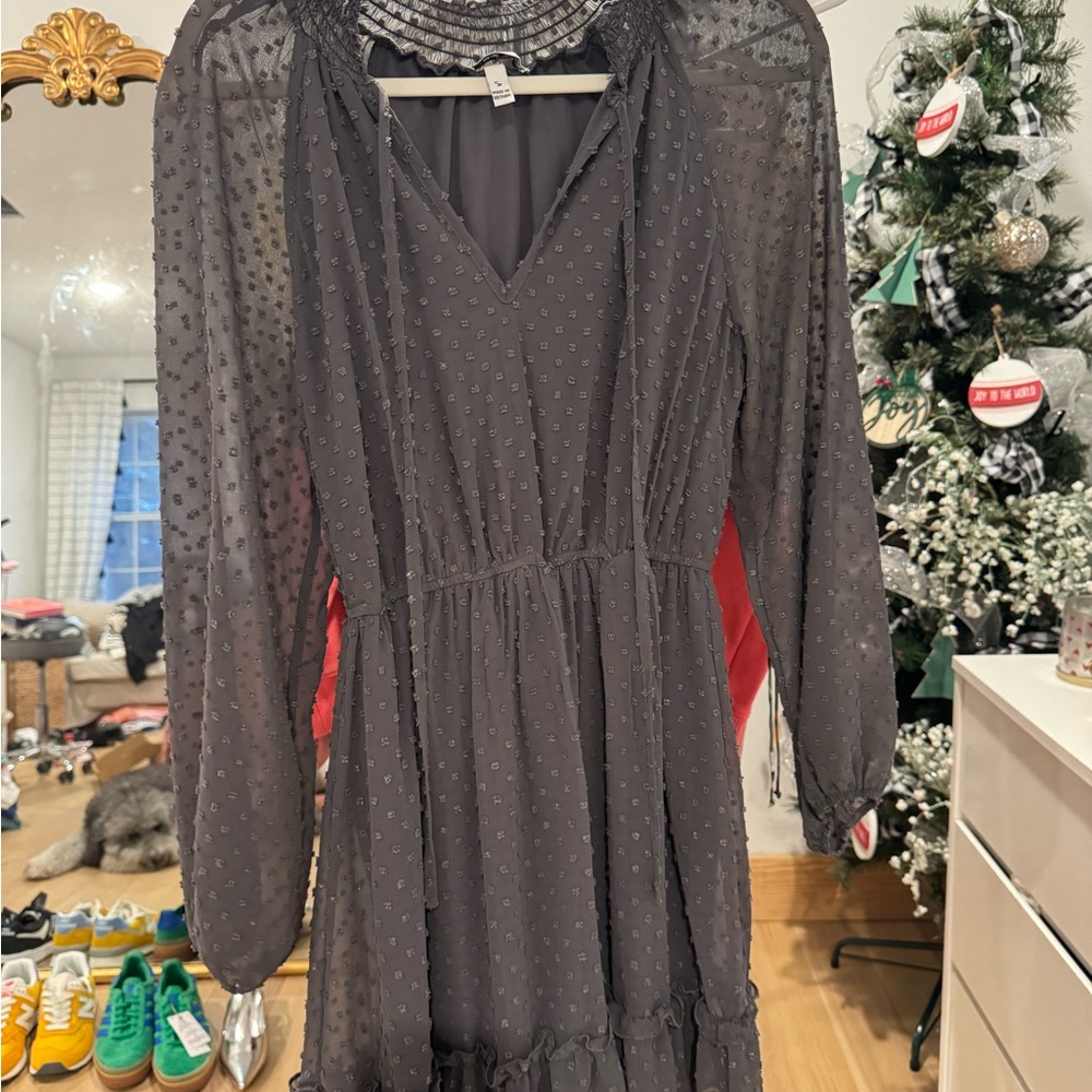 Long Sleeve Greyish Purple Dress